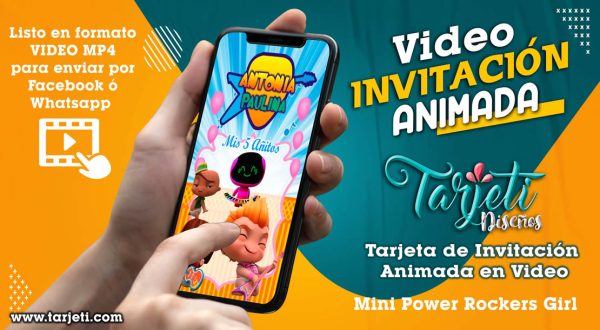 Video Invitación de Mini Power Rockers Girl en MP4
