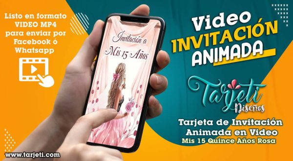 Video Invitación de Mis 15 Quince Rosa en MP4