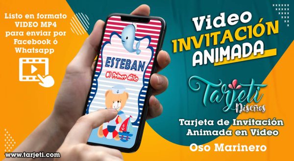 Video Invitación de Oso Marinero en MP4
