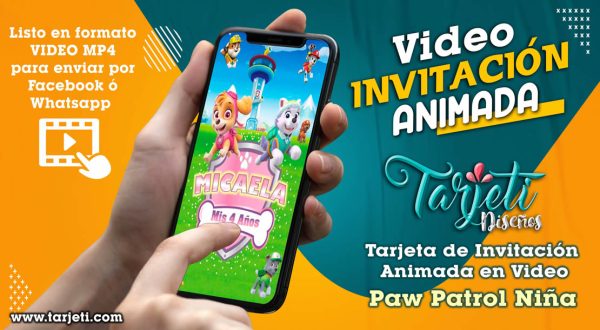 Video Invitación de Paw Patrol Niña en MP4