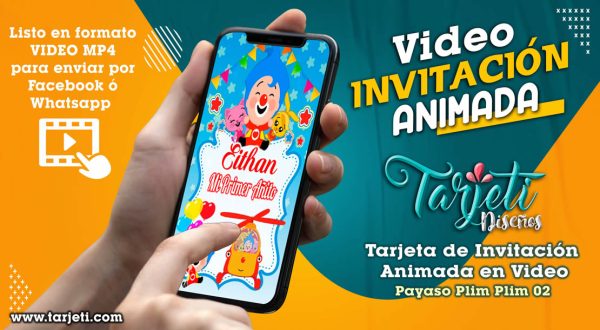 Video Invitación de Payaso Plim Plim 02 en MP4