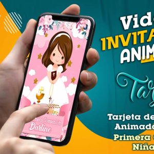 Video Invitación de Primera Comunion Niña Angel en MP4
