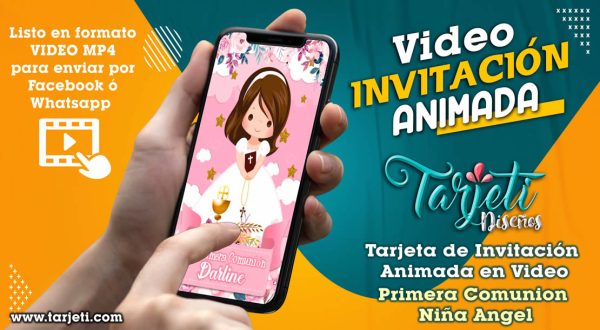 Video Invitación de Primera Comunion Niña Angel en MP4