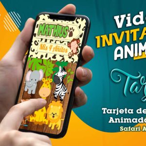 Video Invitación de Safari Animalitos 02 en MP4