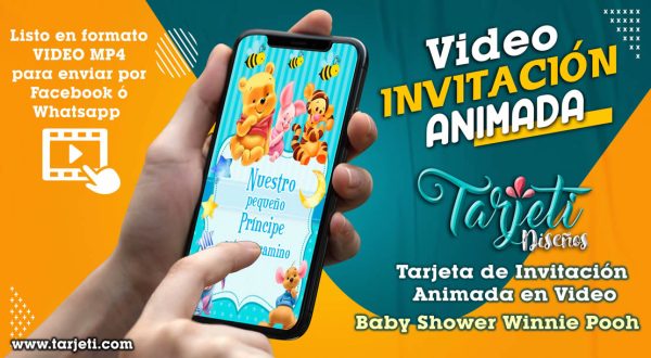 Video Invitación de Baby Shower Winnie Pooh en MP4