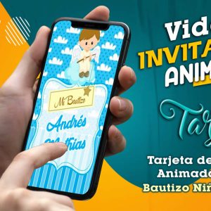 Video Invitación de Bautizo Niño Modelo 01 en MP4