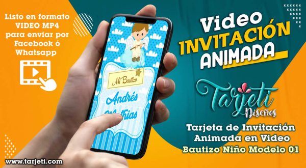 Video Invitación de Bautizo Niño Modelo 01 en MP4