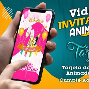 Video Invitación de Cumple Adulto Rosa en MP4