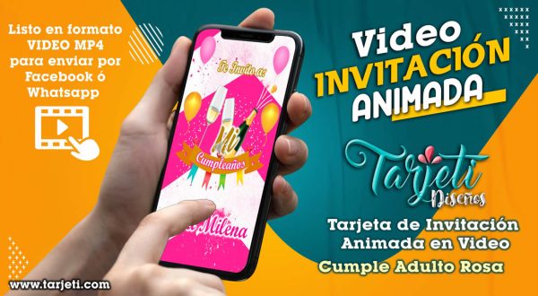 Video Invitación de Cumple Adulto Rosa en MP4