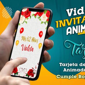 Video Invitación de Cumple Rojo Dorado en MP4