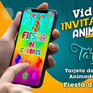 Video Invitación de Fiesta de Colores en MP4