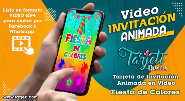 Video Invitación de Fiesta de Colores en MP4