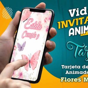 Video Invitación de Flores Mariposas en MP4