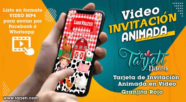 Video Invitación de Granjita Rojo en MP4