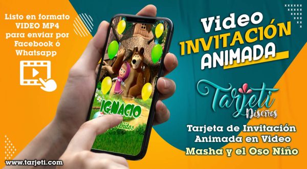 Video Invitación de Masha y el Oso Niño en MP4