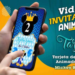 Video Invitación de Mickey Rey Azul en MP4