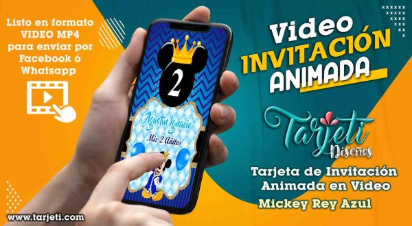 Video Invitación de Mickey Rey Azul en MP4