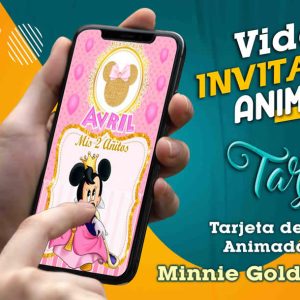 Video Invitación de Minnie Gold Princesa en MP4