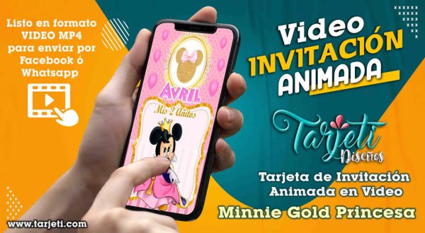 Video Invitación de Minnie Gold Princesa en MP4