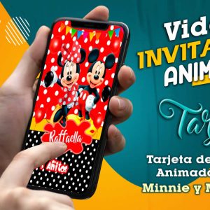 Video Invitación de Minnie y Mickey Rojo en MP4