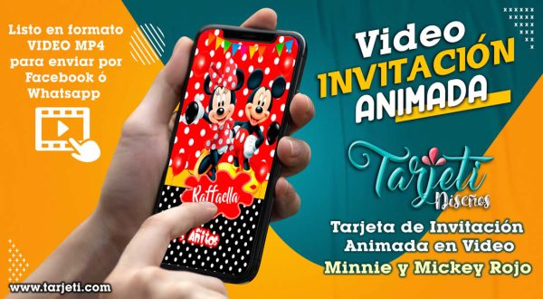 Video Invitación de Minnie y Mickey Rojo en MP4