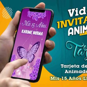 Video Invitación de Mis 15 Años Lila Mariposa en MP4