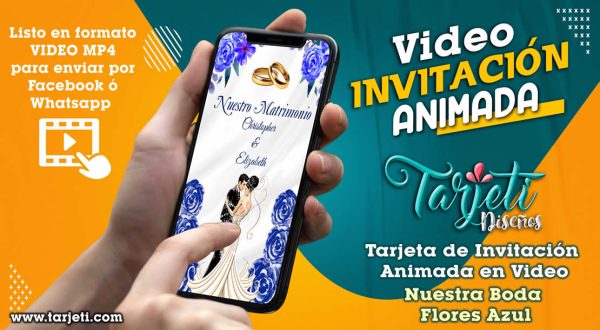 Video Invitación de Nuestra Boda Flores Azul en MP4