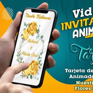 Video Invitación de Nuestra Boda Flores Doradas en MP4