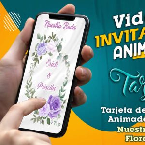 Video Invitación de Nuestra Boda Flores Lila en MP4
