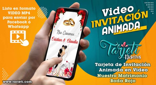Video Invitación de Nuestro Matrimonio Boda Rojo en MP4
