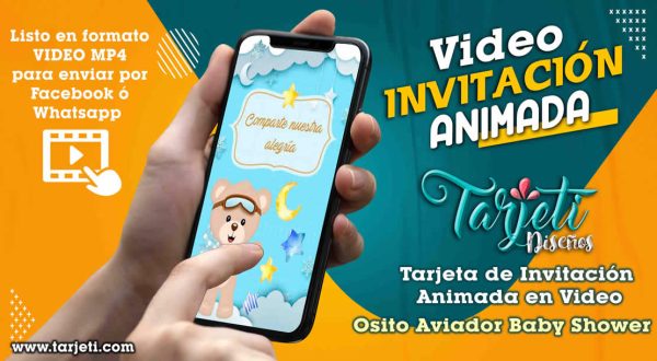 Video Invitación de Osito Aviador Baby Shower en MP4