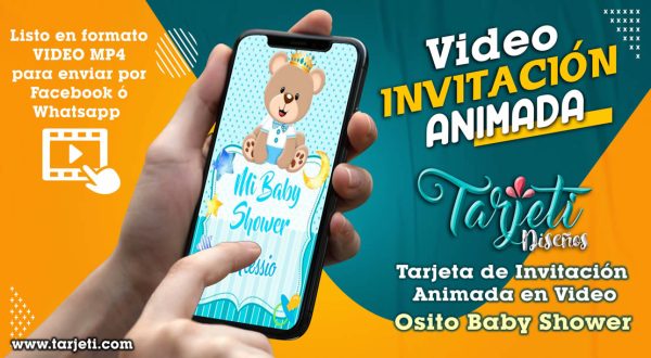 Video Invitación de Osito Baby Shower en MP4