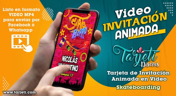 Video Invitación de Skateboarding en MP4