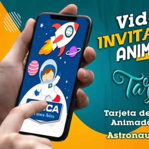 Video Invitación de Astronauta Cohete en MP4