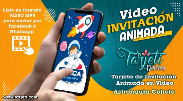 Video Invitación de Astronauta Cohete en MP4