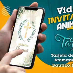 Video Invitación de Bautizo Niño Hojas en MP4