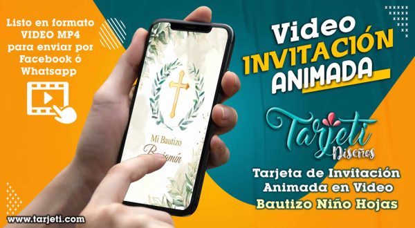 Video Invitación de Bautizo Niño Hojas en MP4