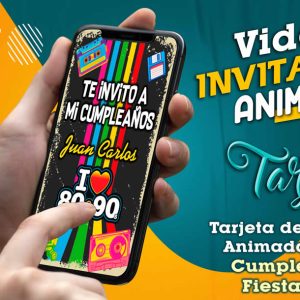 Video Invitación de Cumple Adulto Fiesta los 80s en MP4