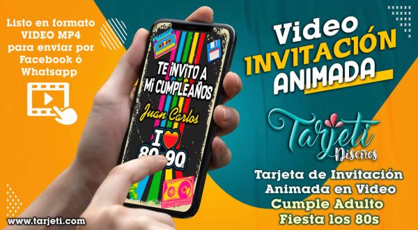 Video Invitación de Cumple Adulto Fiesta los 80s en MP4