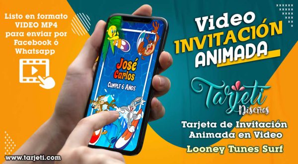 Video Invitación de Looney Tunes Surf en MP4