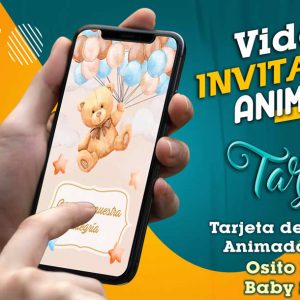Video Invitación de Osito Bearly Baby Shower en MP4
