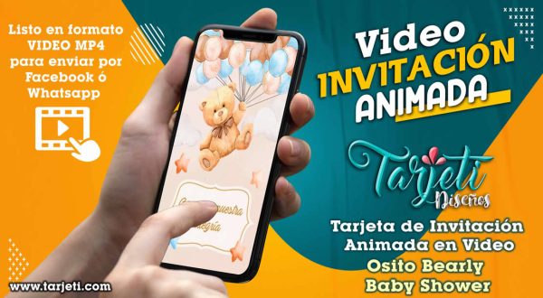 Video Invitación de Osito Bearly Baby Shower en MP4