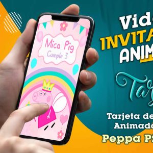 Video Invitación de Peppa Pig Rosado en MP4