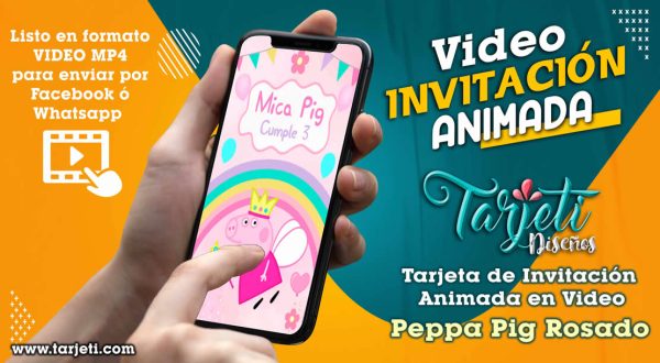 Video Invitación de Peppa Pig Rosado en MP4