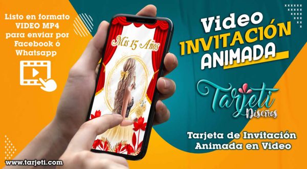 Video Invitación de Mis 15 Años Rojo Dorado en MP4