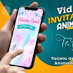 Video Invitación de Cola de Sirena Pastel en MP4