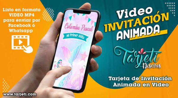 Video Invitación de Cola de Sirena Pastel en MP4