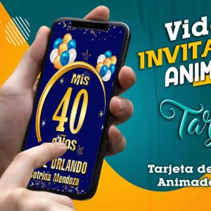 Video Invitación de Cumple 40 Terno Azul en MP4