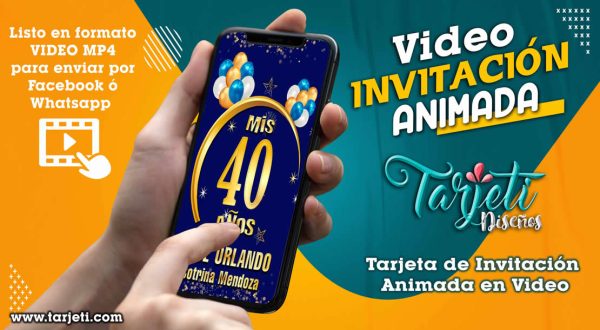 Video Invitación de Cumple 40 Terno Azul en MP4