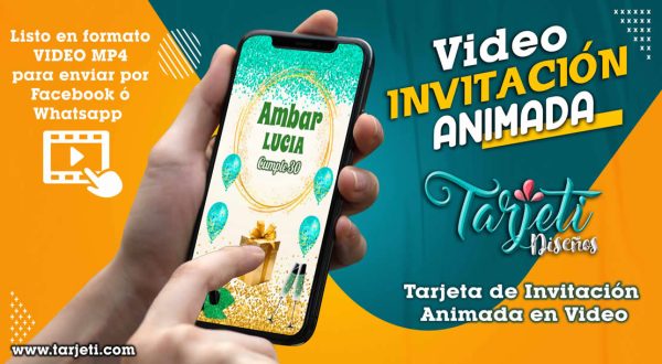 Video Invitación de Cumple Adulto Dorado Turquesa en MP4